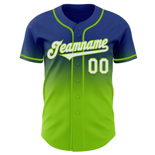 Custom Royal White-Neon Green Authentic Fade Fashion Baseball Jersey - Sky-Custom