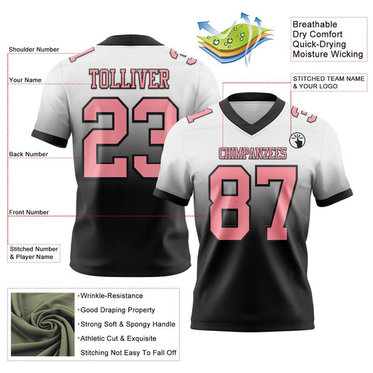 Custom White Medium Pink-Black Mesh Authentic Fade Fashion Football Jersey - Sky-Custom