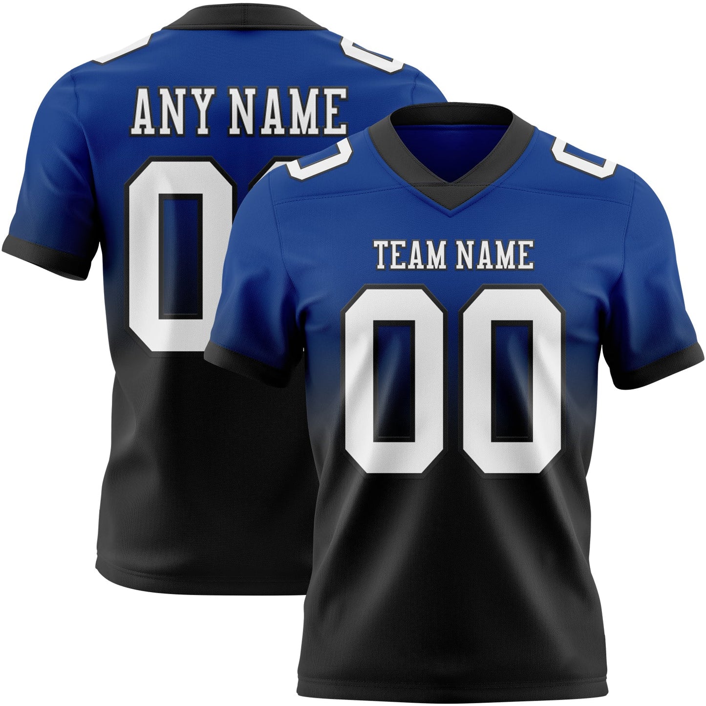 Custom Royal White-Black Mesh Authentic Fade Fashion Football Jersey - Sky-Custom