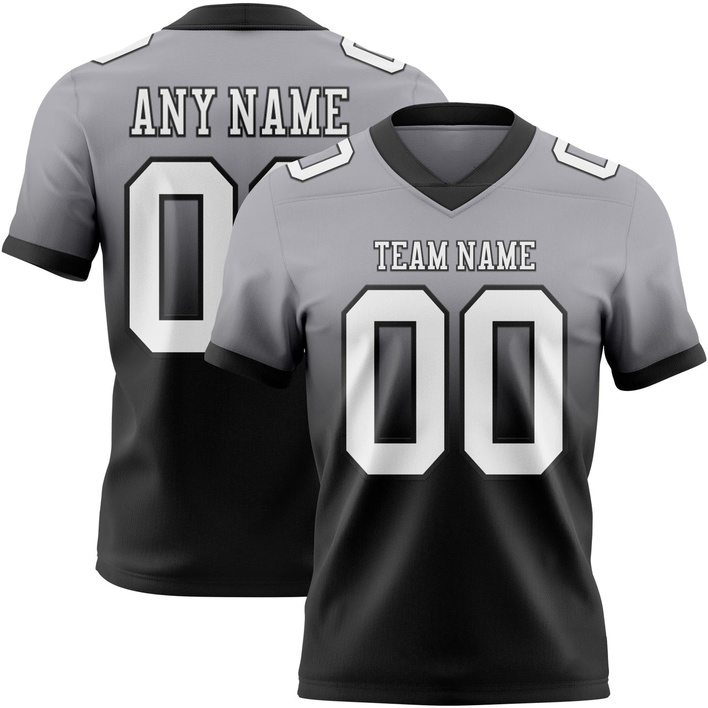 Custom Gray White-Black Mesh Authentic Fade Fashion Football Jersey - Sky-Custom