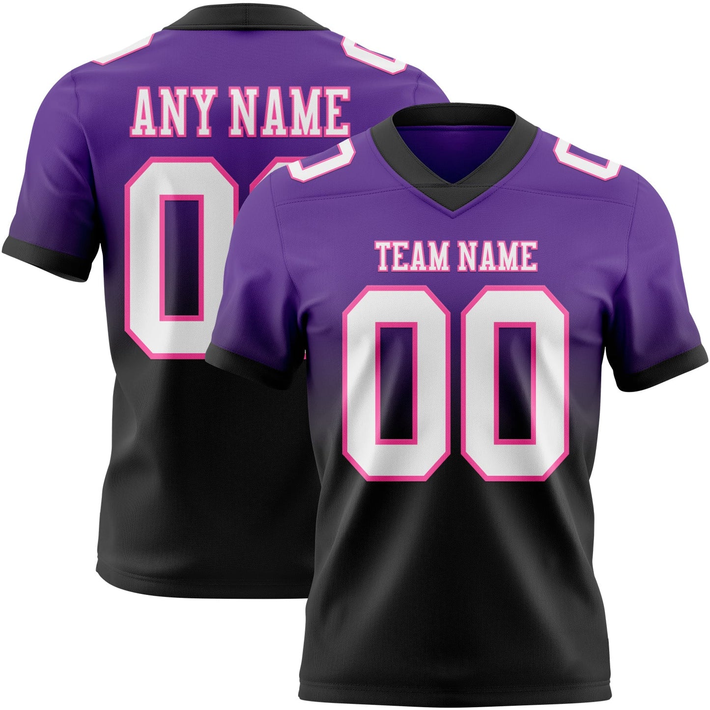 Custom Purple White Black-Pink Mesh Authentic Fade Fashion Football Jersey - Sky-Custom
