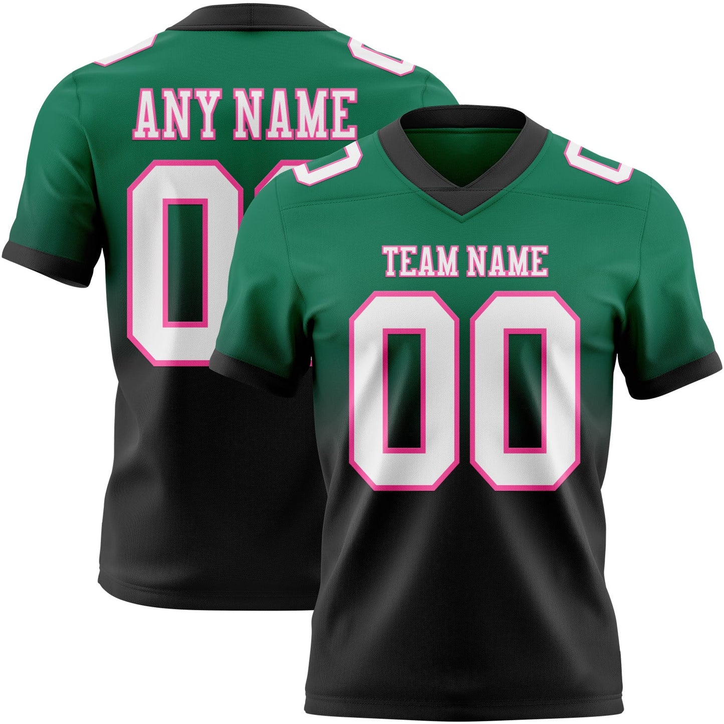 Custom Kelly Green White Black-Pink Mesh Authentic Fade Fashion Football Jersey - Sky-Custom