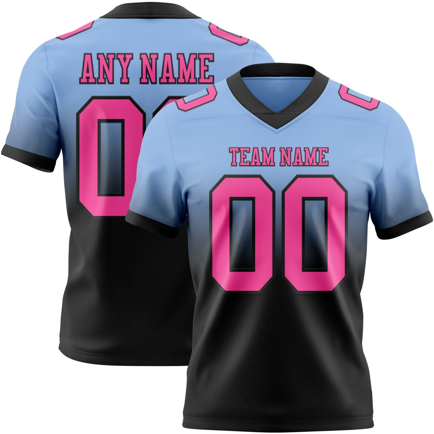 Custom Light Blue Pink-Black Mesh Authentic Fade Fashion Football Jersey - Sky-Custom