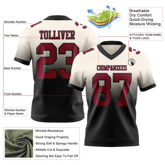 Custom Cream Maroon-Black Mesh Authentic Fade Fashion Football Jersey - Sky-Custom