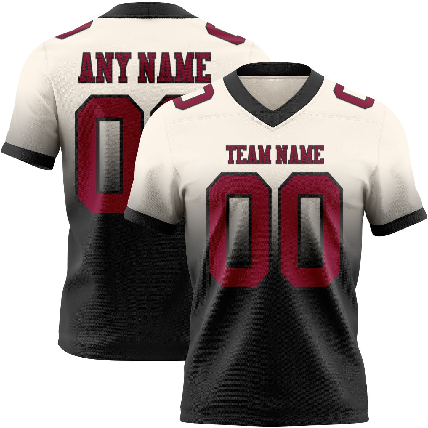 Custom Cream Maroon-Black Mesh Authentic Fade Fashion Football Jersey - Sky-Custom