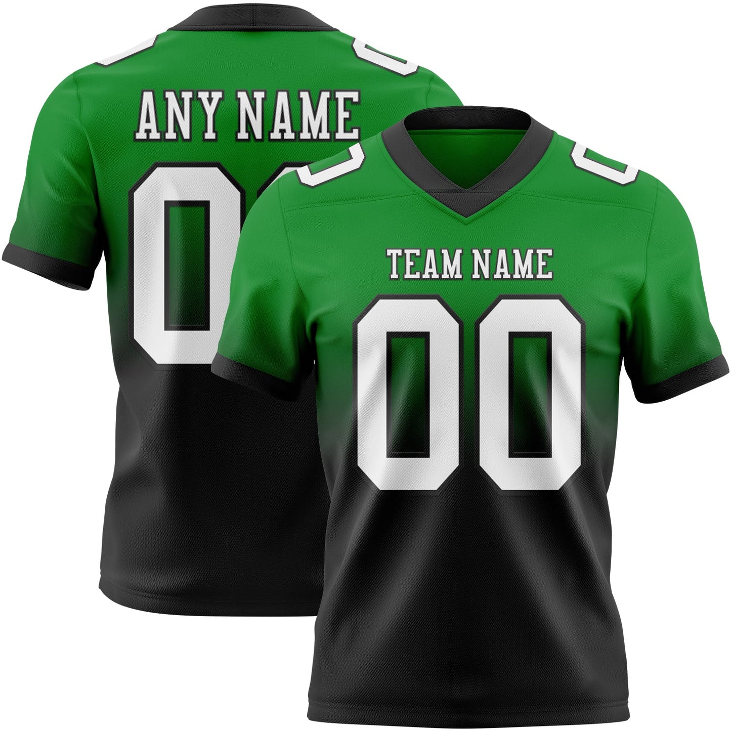 Custom Grass Green White-Black Mesh Authentic Fade Fashion Football Jersey - Sky-Custom