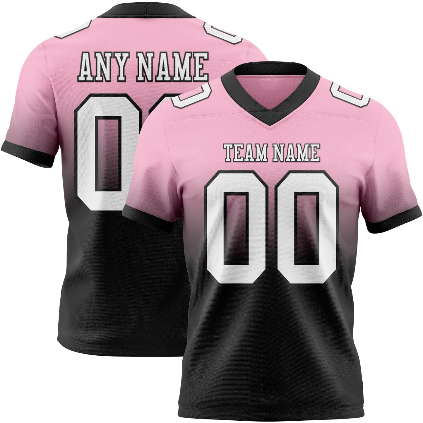 Custom Light Pink White-Black Mesh Authentic Fade Fashion Football Jersey - Sky-Custom