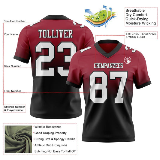 Custom Cardinal White-Black Mesh Authentic Fade Fashion Football Jersey - Sky-Custom