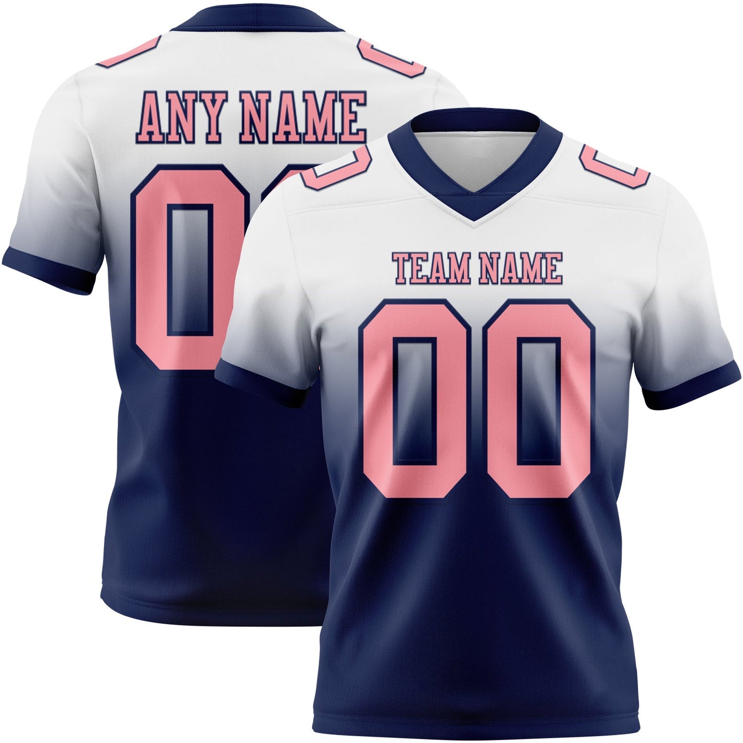 Custom White Medium Pink-Navy Mesh Authentic Fade Fashion Football Jersey - Sky-Custom