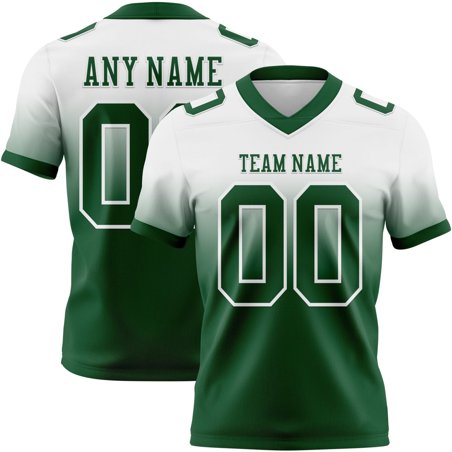 Custom White Green Mesh Authentic Fade Fashion Football Jersey - Sky-Custom
