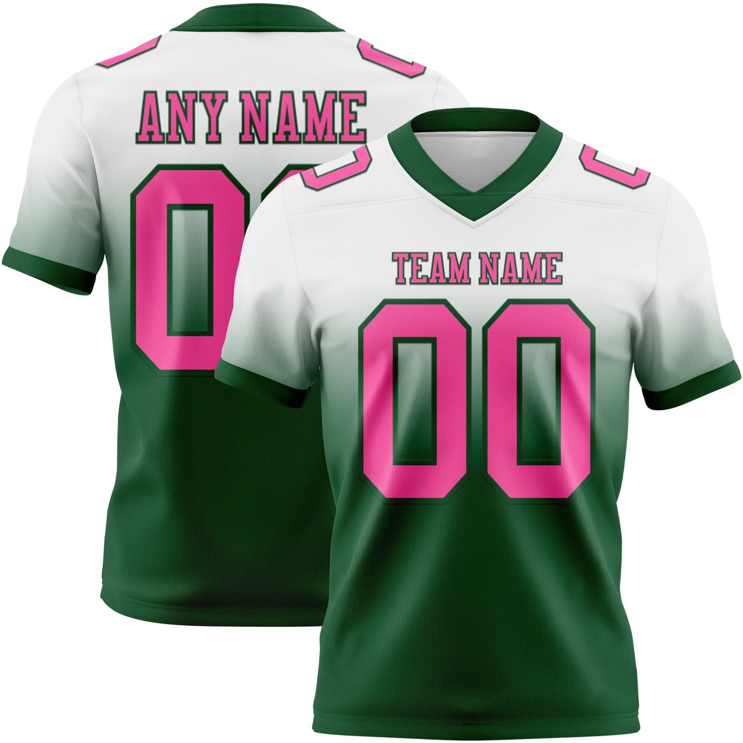 Custom White Pink-Green Mesh Authentic Fade Fashion Football Jersey - Sky-Custom