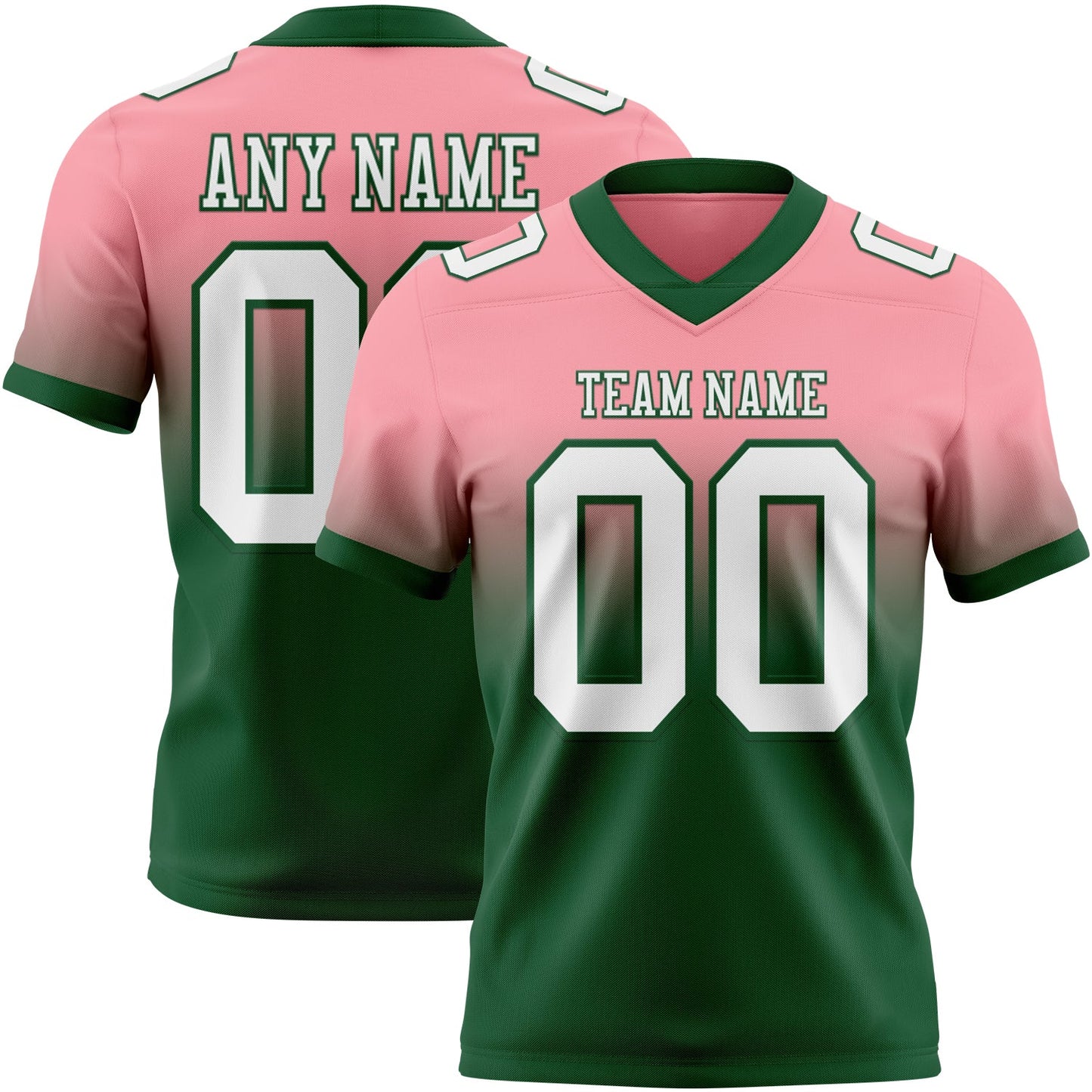 Custom Medium Pink White-Green Mesh Authentic Fade Fashion Football Jersey - Sky-Custom
