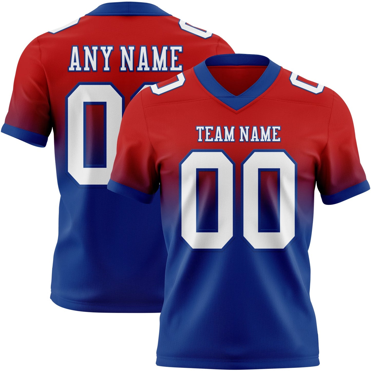 Custom Red White-Royal Mesh Authentic Fade Fashion Football Jersey - Sky-Custom