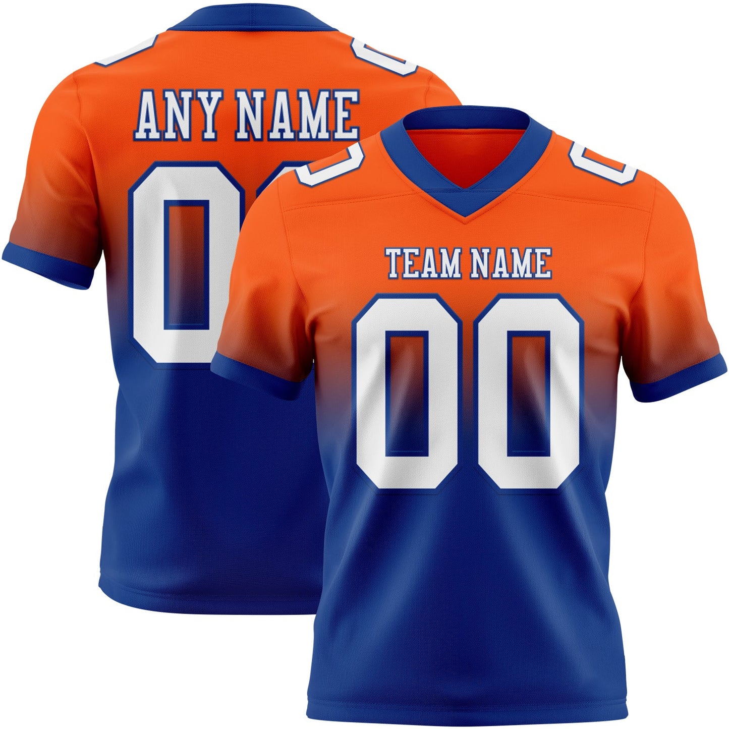 Custom Orange White-Royal Mesh Authentic Fade Fashion Football Jersey - Sky-Custom