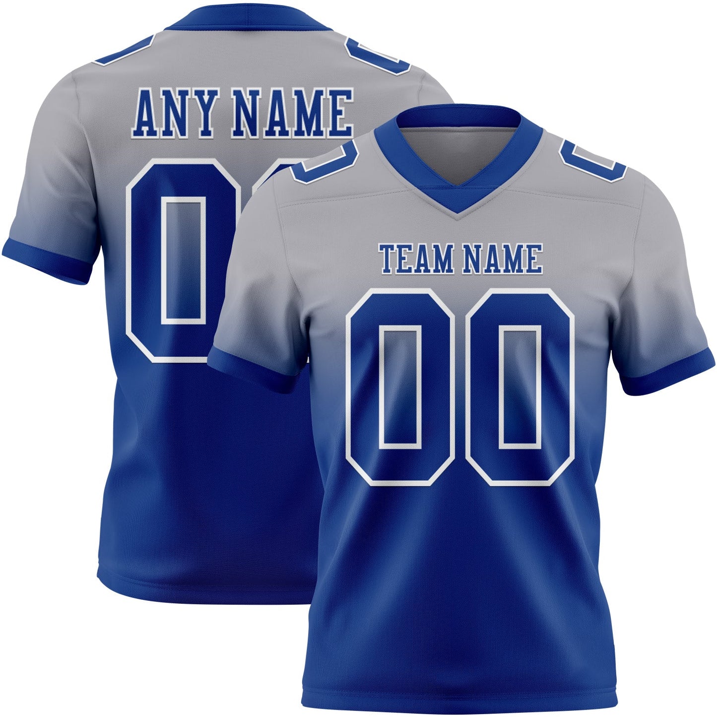 Custom Gray Royal-White Mesh Authentic Fade Fashion Football Jersey - Sky-Custom