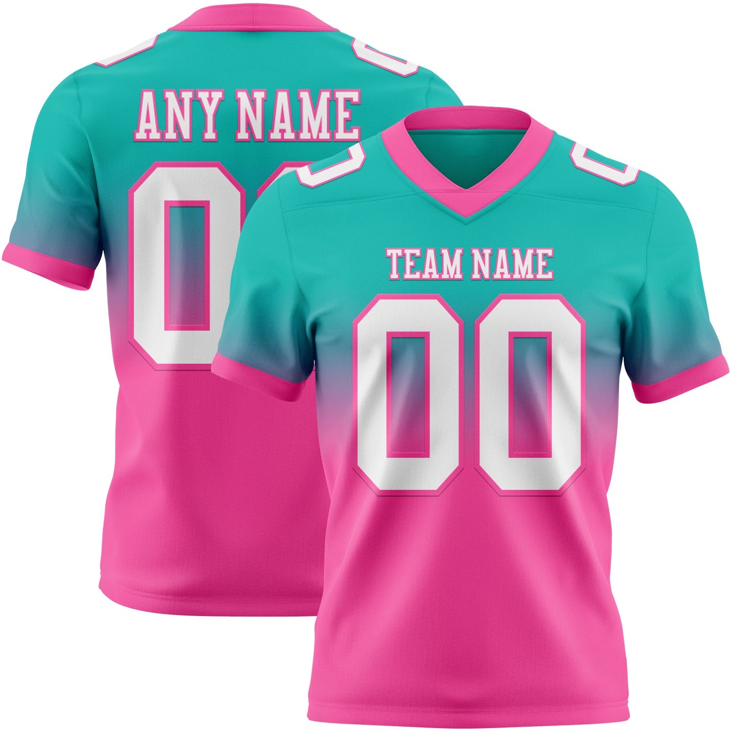 Custom Aqua White-Pink Mesh Authentic Fade Fashion Football Jersey - Sky-Custom