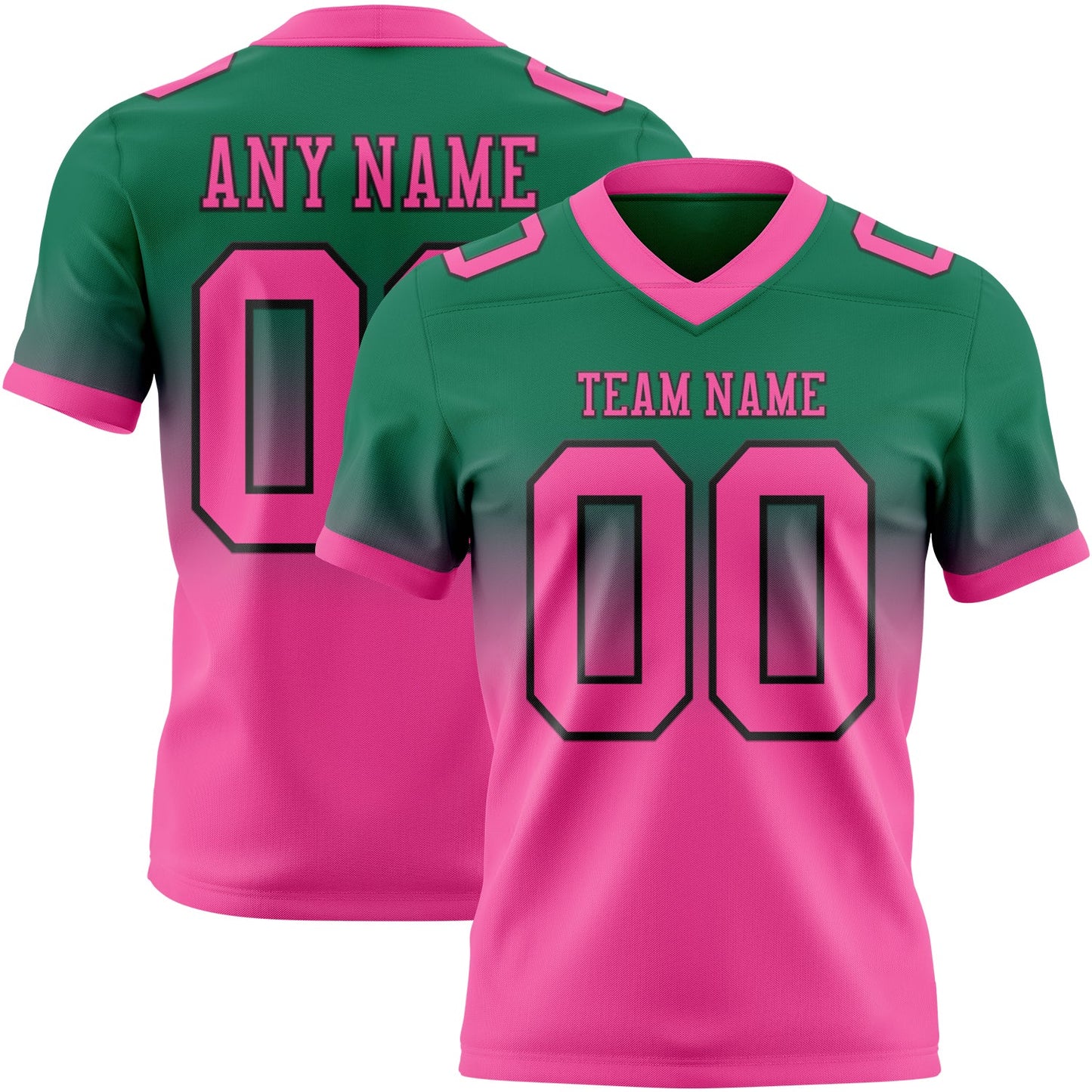 Custom Kelly Green Pink-Black Mesh Authentic Fade Fashion Football Jersey - Sky-Custom