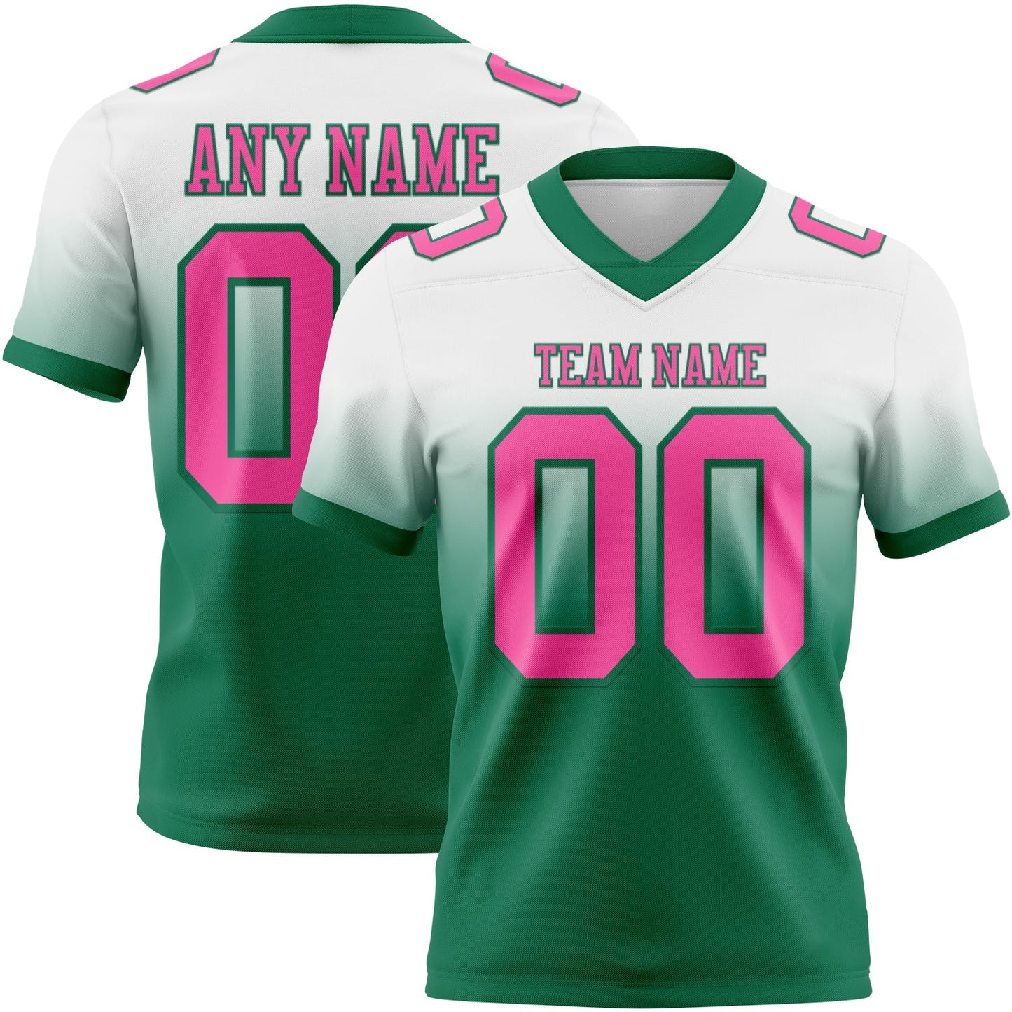 Custom White Pink-Kelly Green Mesh Authentic Fade Fashion Football Jersey - Sky-Custom