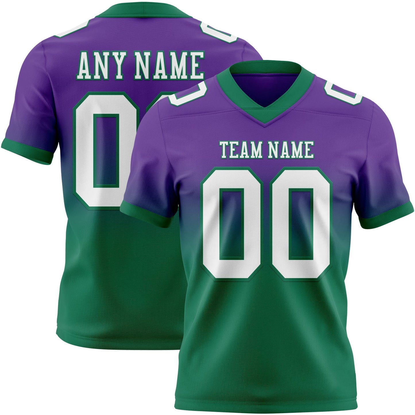 Custom Purple White-Kelly Green Mesh Authentic Fade Fashion Football Jersey - Sky-Custom