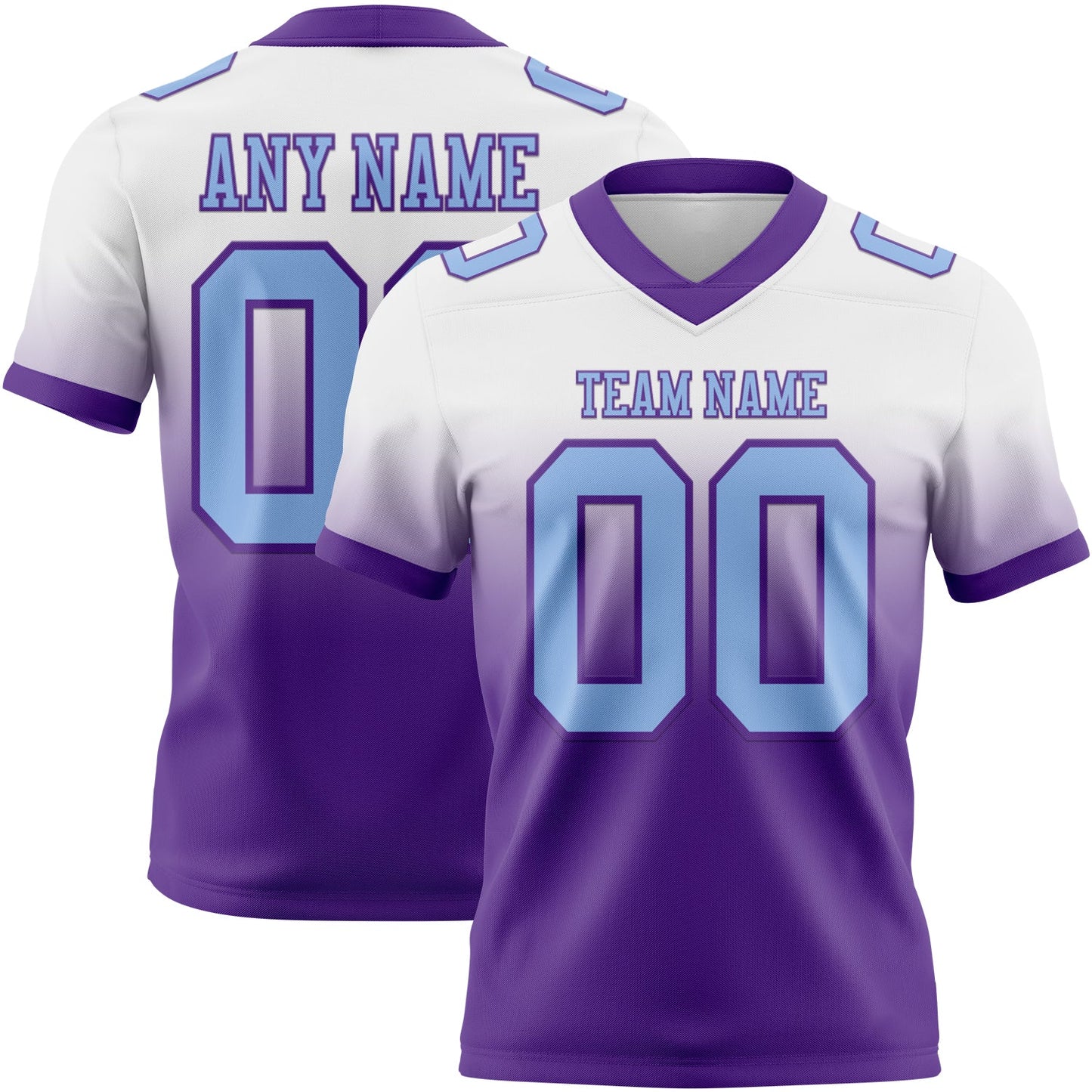 Custom White Light Blue-Purple Mesh Authentic Fade Fashion Football Jersey - Sky-Custom