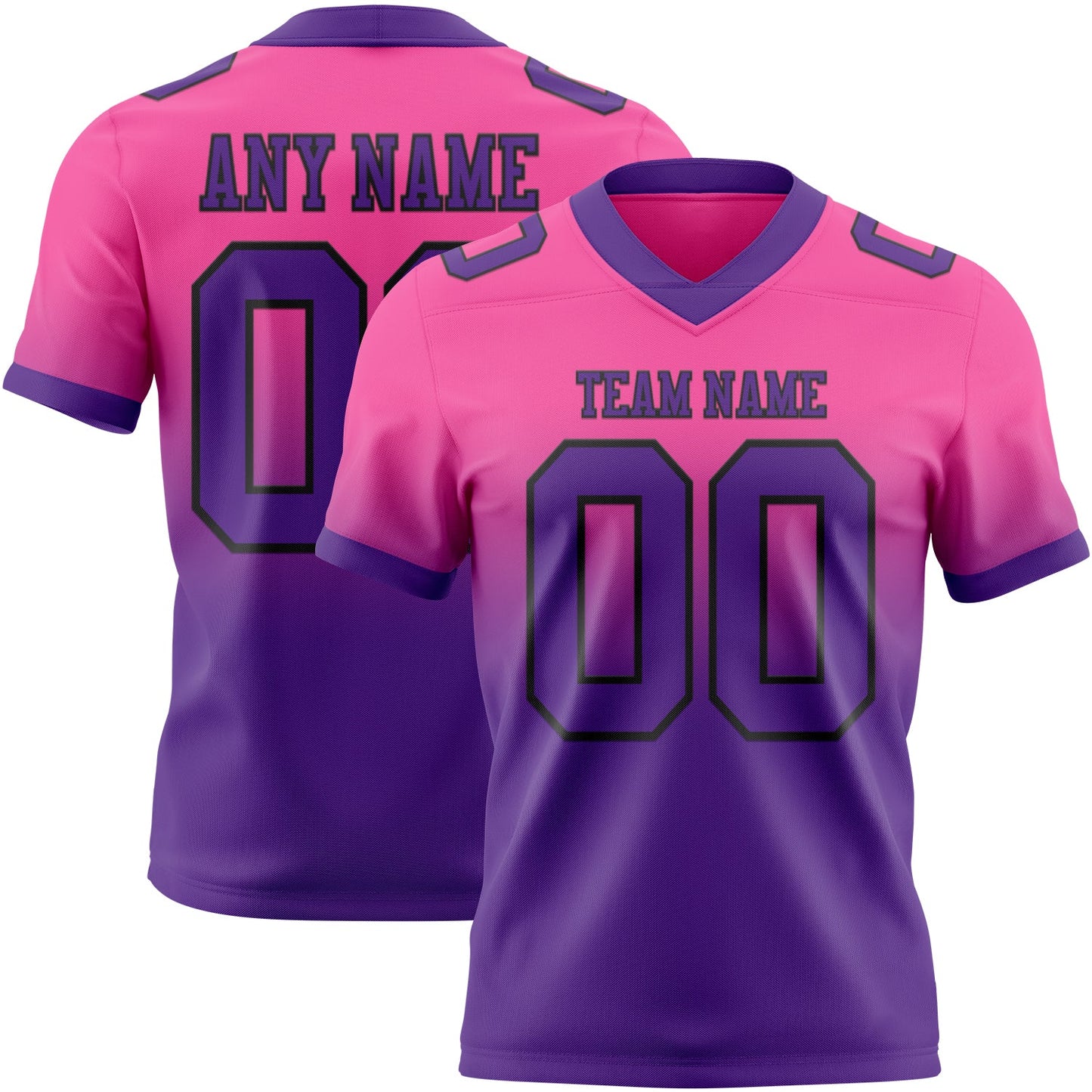 Custom Pink Purple-Black Mesh Authentic Fade Fashion Football Jersey - Sky-Custom