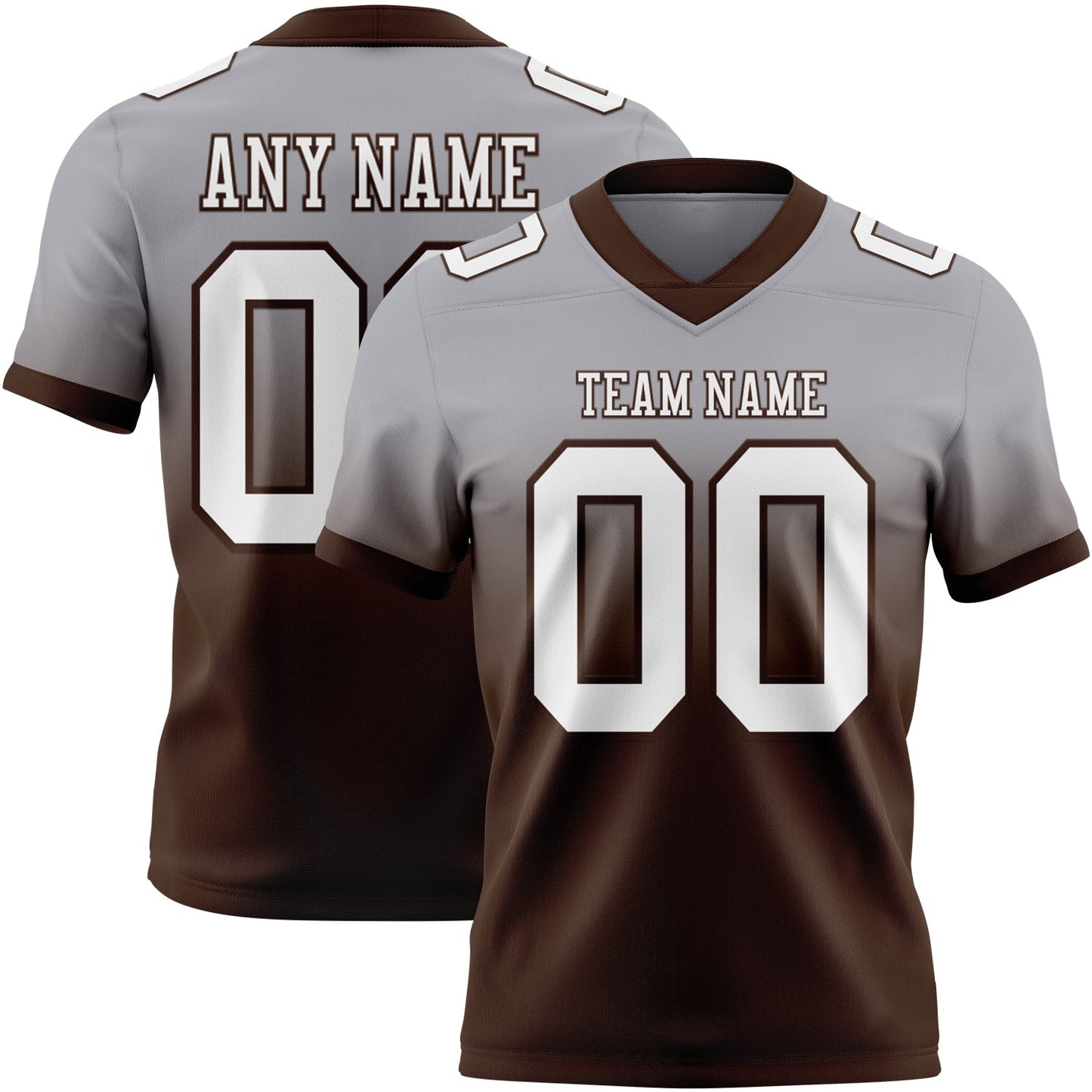 Custom Gray White-Brown Mesh Authentic Fade Fashion Football Jersey - Sky-Custom