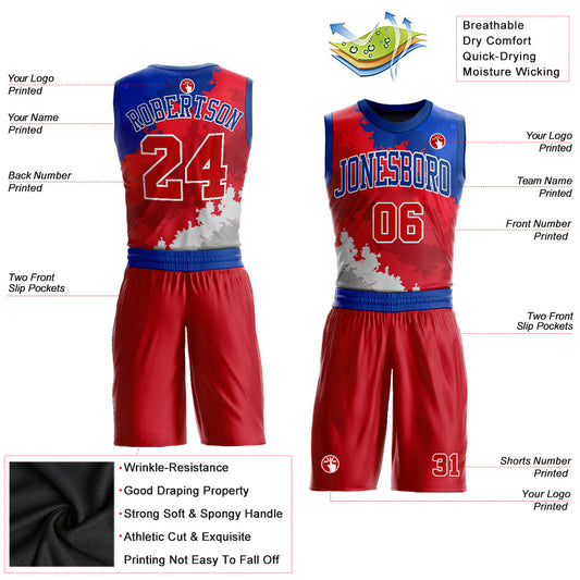 Custom Figure Red-Royal Round Neck Sublimation Basketball Suit Jersey - Sky-Custom