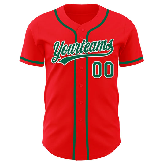 Custom Fire Red Kelly Green-White Authentic Baseball Jersey - Sky-Custom