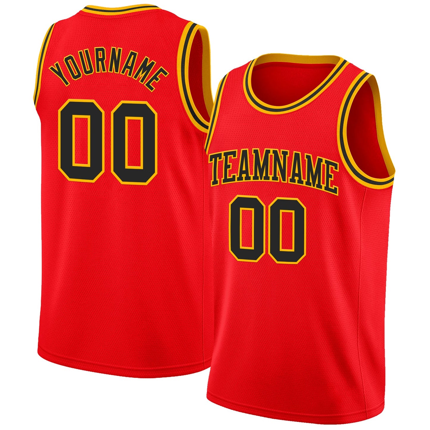 Custom Fire Red Black-Gold Authentic Basketball Jersey - Sky-Custom