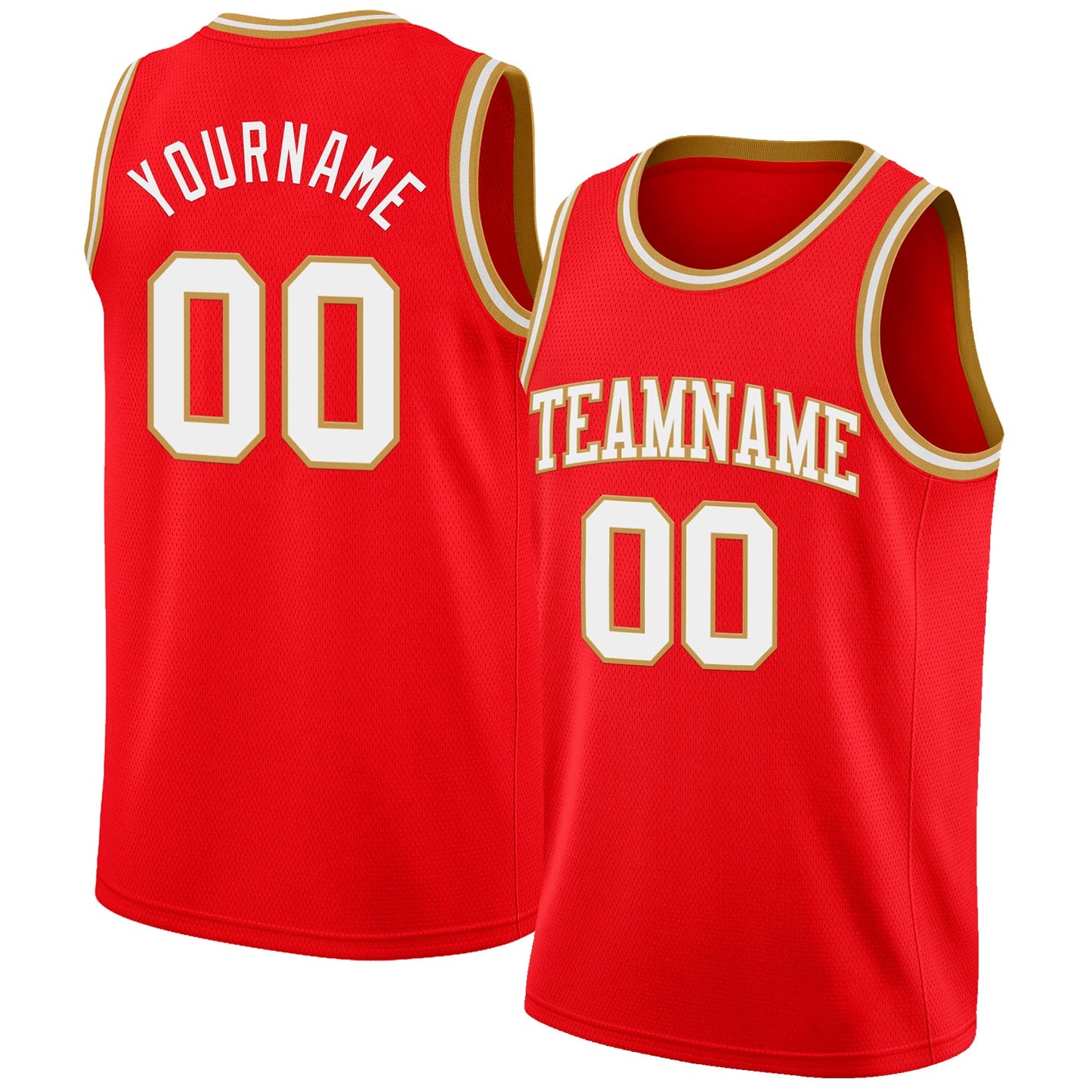 Custom Fire Red White-Old Gold Authentic Basketball Jersey - Sky-Custom