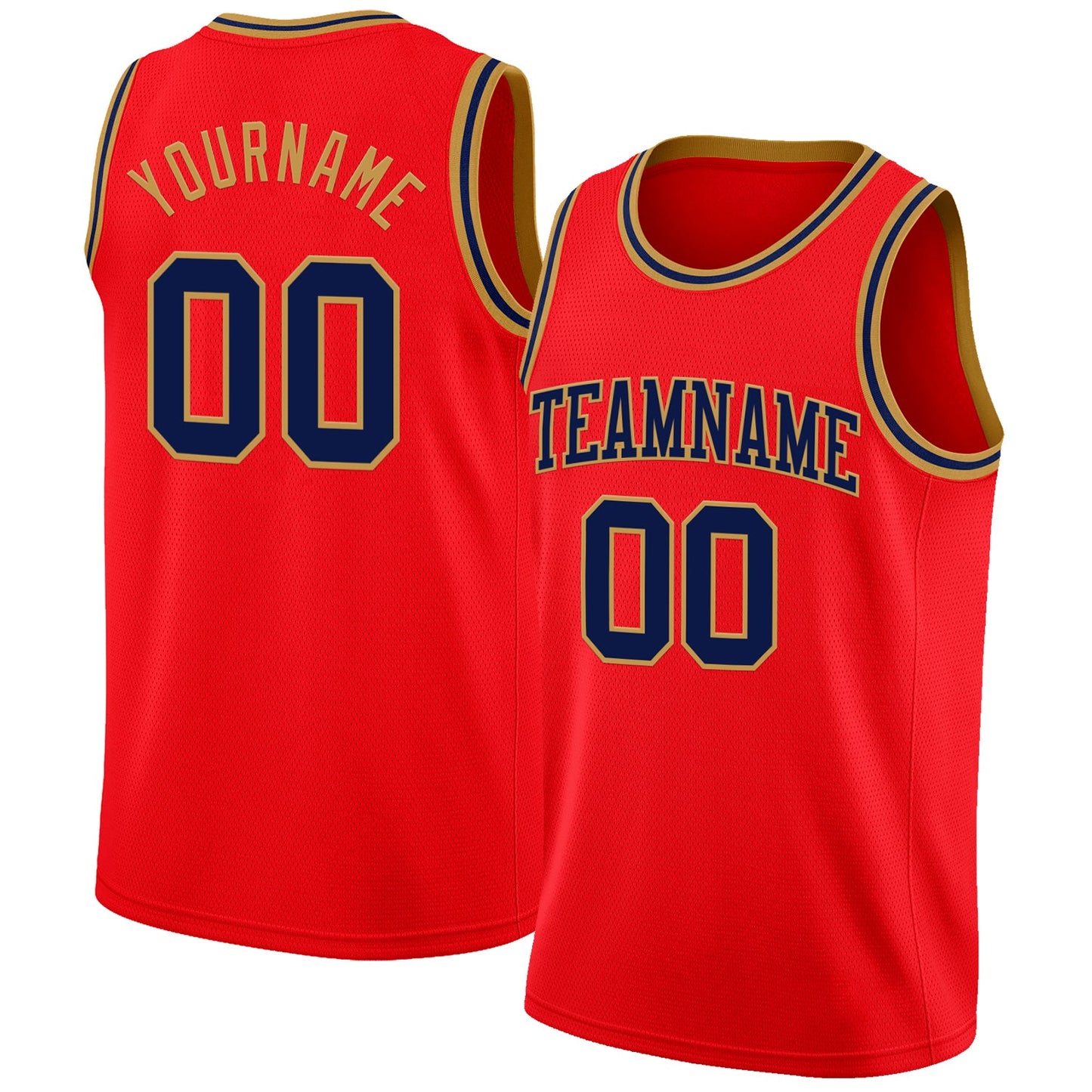 Custom Fire Red Navy-Old Gold Authentic Basketball Jersey - Sky-Custom