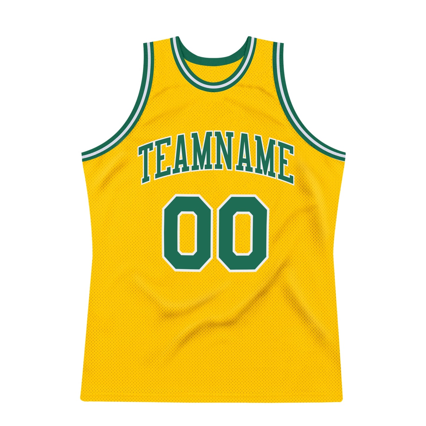 Custom Gold Kelly Green-White Authentic Throwback Basketball Jersey - Sky-Custom