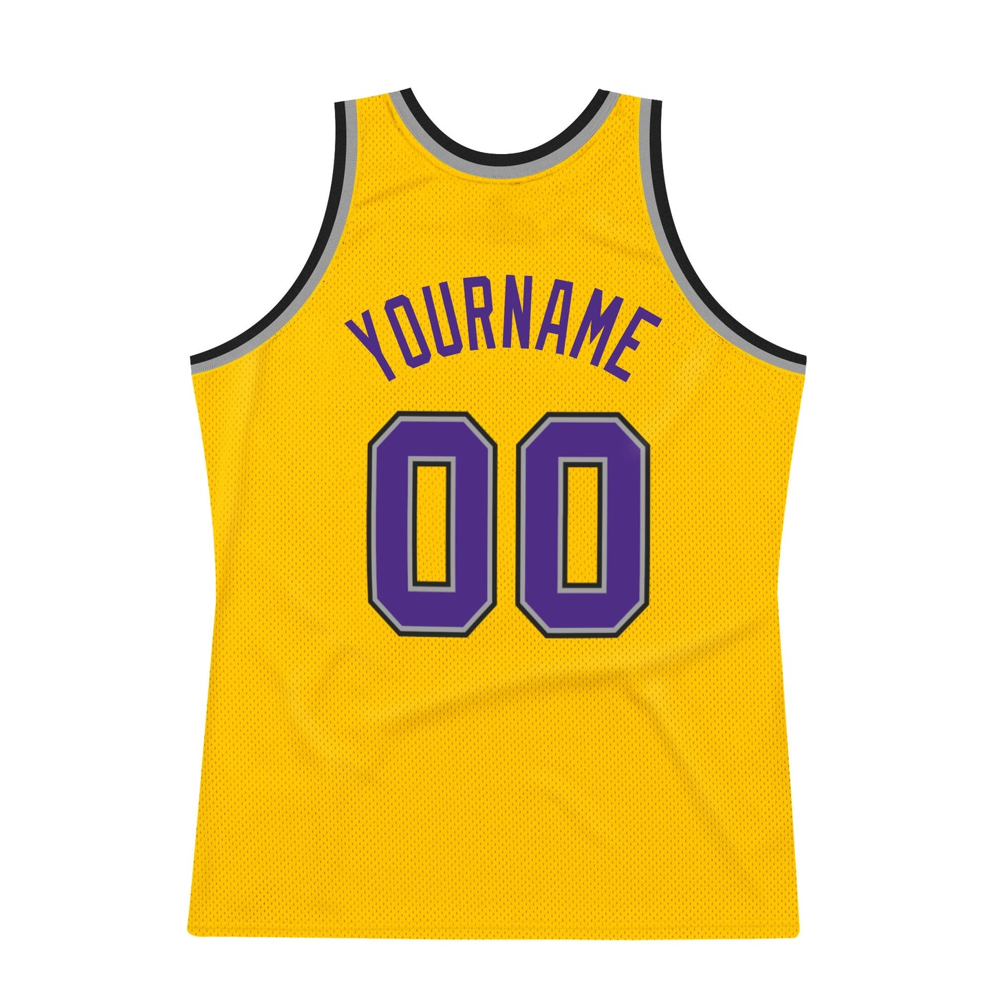 Custom Gold Purple-Gray Authentic Throwback Basketball Jersey - Sky-Custom