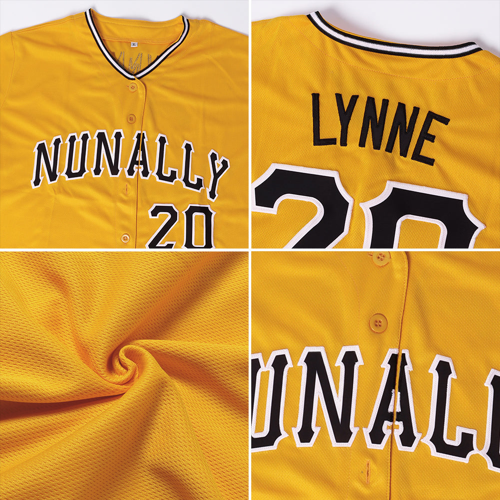 Custom Gold Gold-Black Authentic Baseball Jersey - Sky-Custom