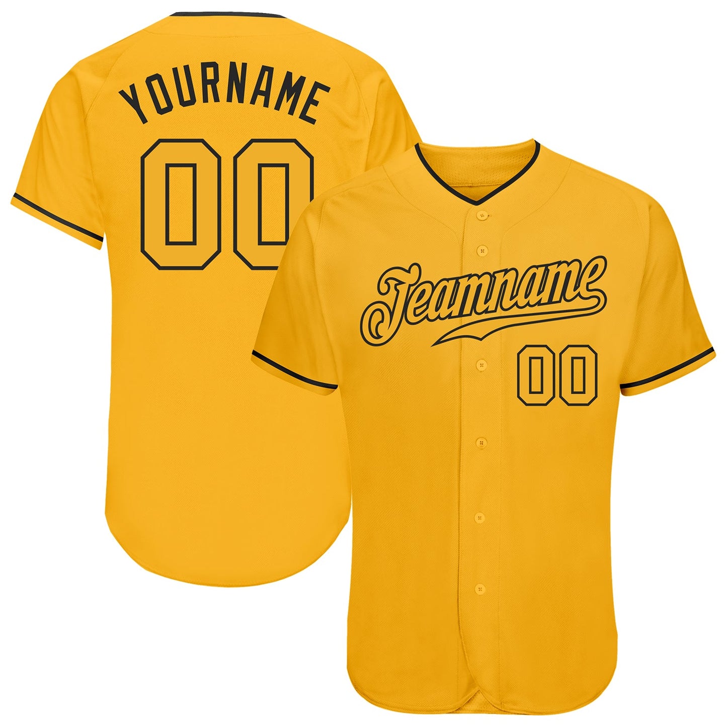 Custom Gold Gold-Black Authentic Baseball Jersey - Sky-Custom