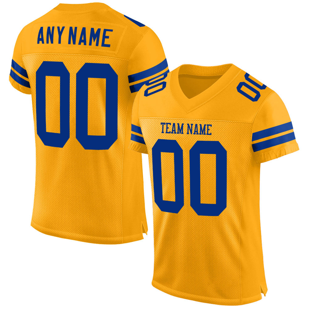 Custom Gold Royal Mesh Authentic Football Jersey - Sky-Custom