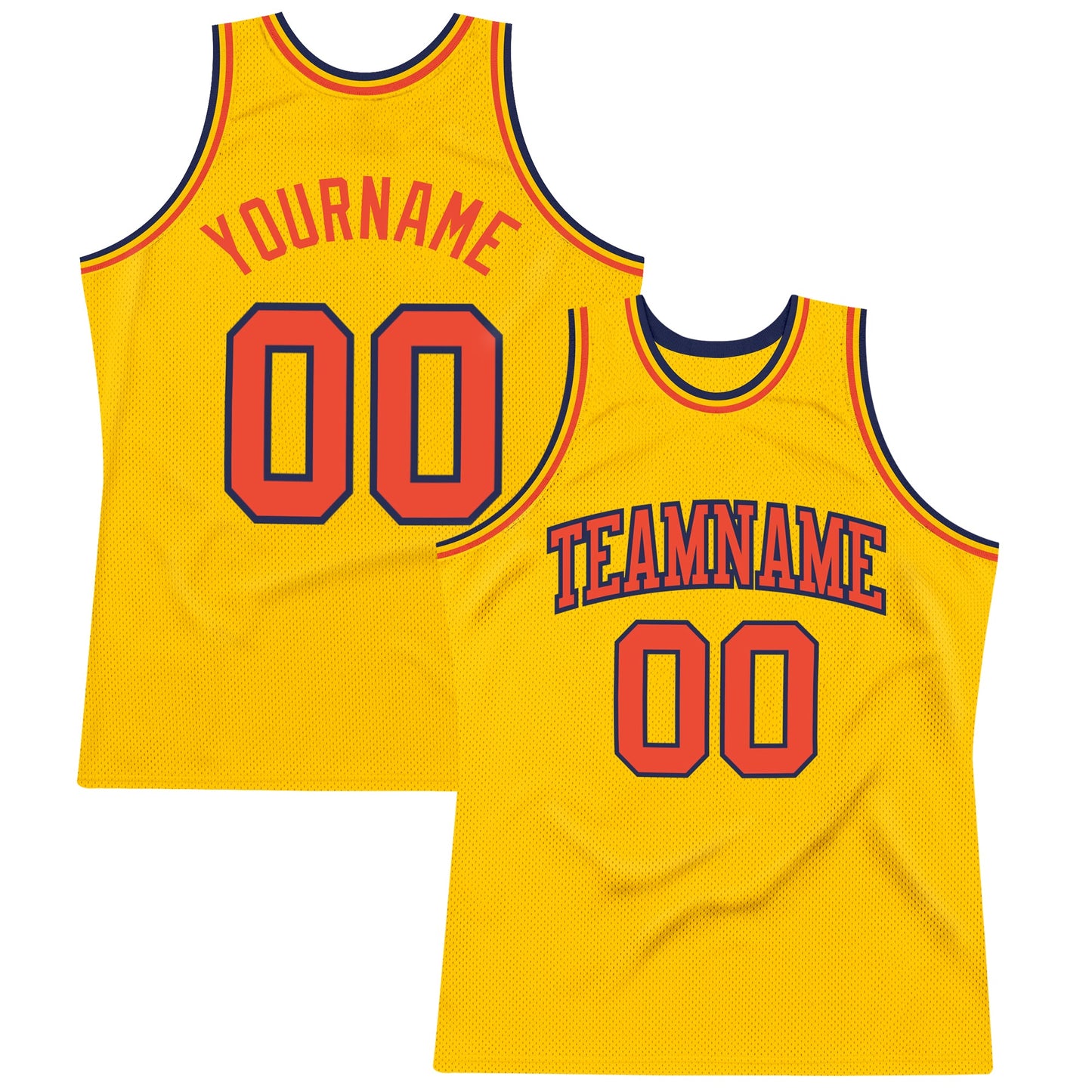 Custom Gold Orange-Navy Authentic Throwback Basketball Jersey - Sky-Custom