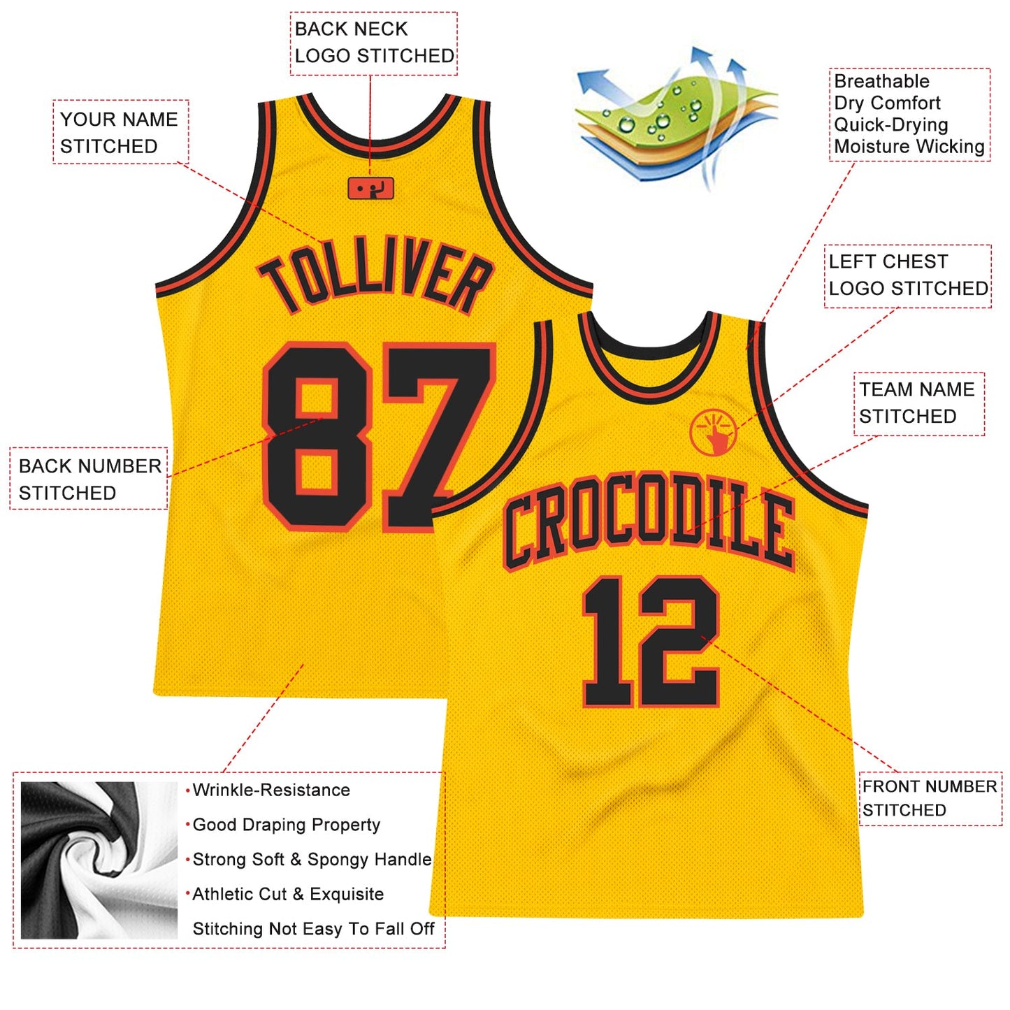 Custom Gold Black-Orange Authentic Throwback Basketball Jersey - Sky-Custom