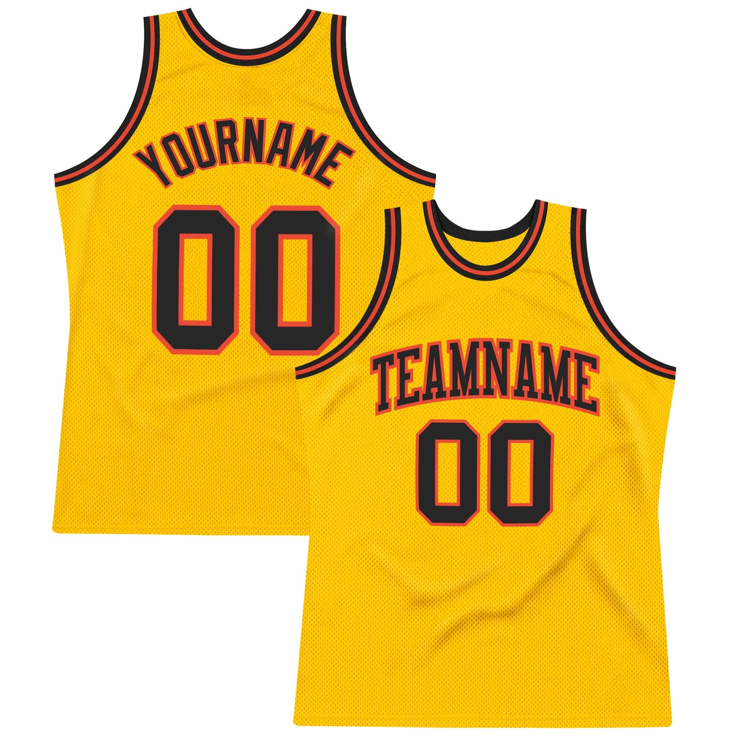 Custom Gold Black-Orange Authentic Throwback Basketball Jersey - Sky-Custom