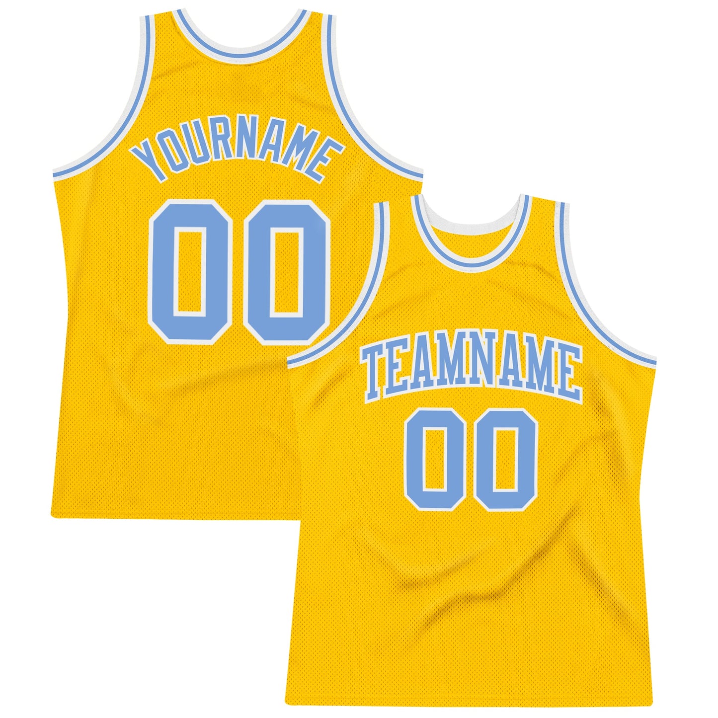 Custom Gold Light Blue-White Authentic Throwback Basketball Jersey - Sky-Custom