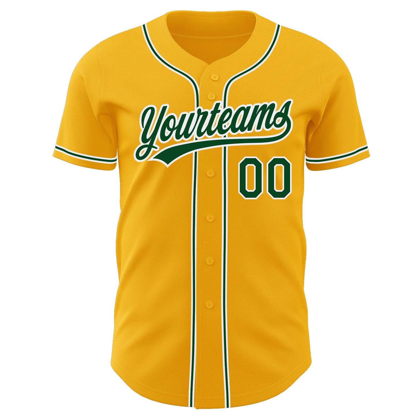 Custom Gold Green-White Authentic Baseball Jersey - Sky-Custom