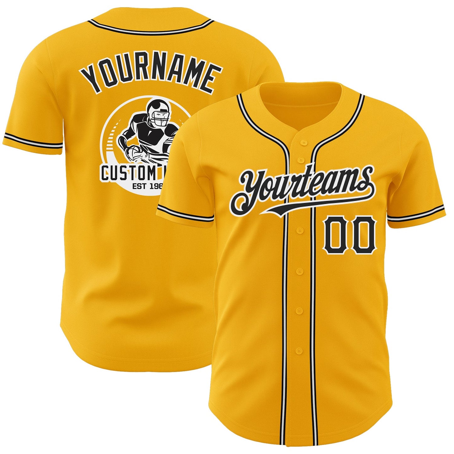 Custom Gold Black-White Authentic Baseball Jersey - Sky-Custom