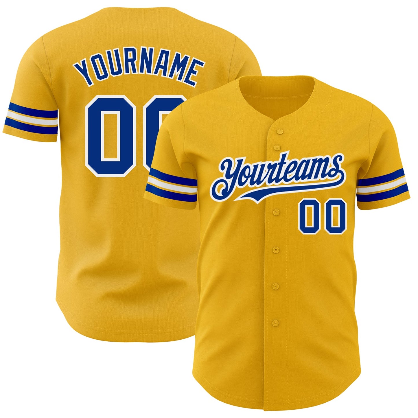 Custom Gold Royal-White Authentic Baseball Jersey - Sky-Custom