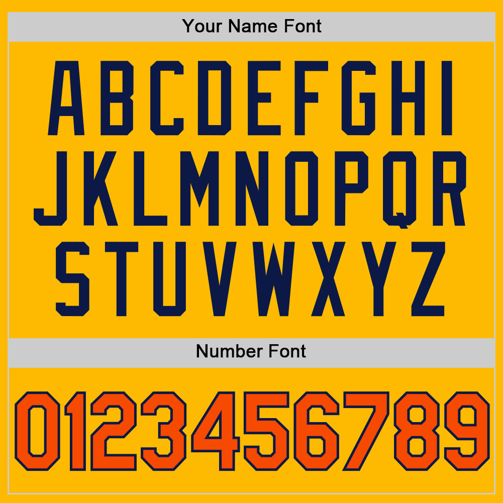 Custom Gold Orange-Navy Authentic Throwback Baseball Jersey - Sky-Custom