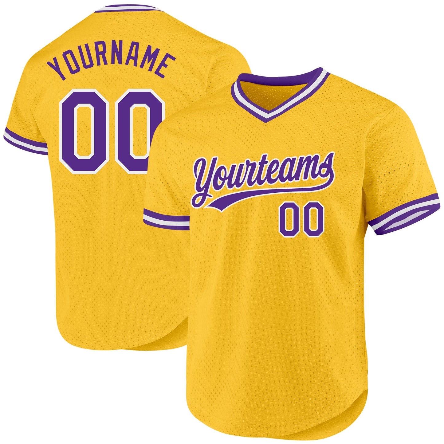 Custom Gold Purple-White Authentic Throwback Baseball Jersey - Sky-Custom
