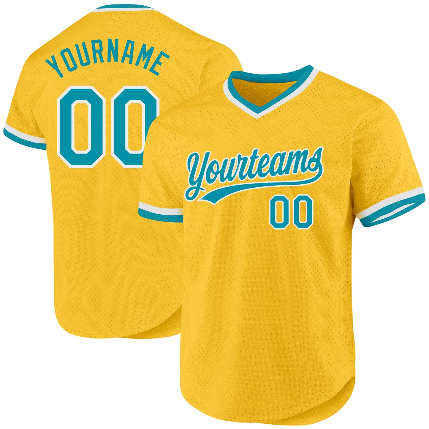 Custom Gold Teal-White Authentic Throwback Baseball Jersey - Sky-Custom