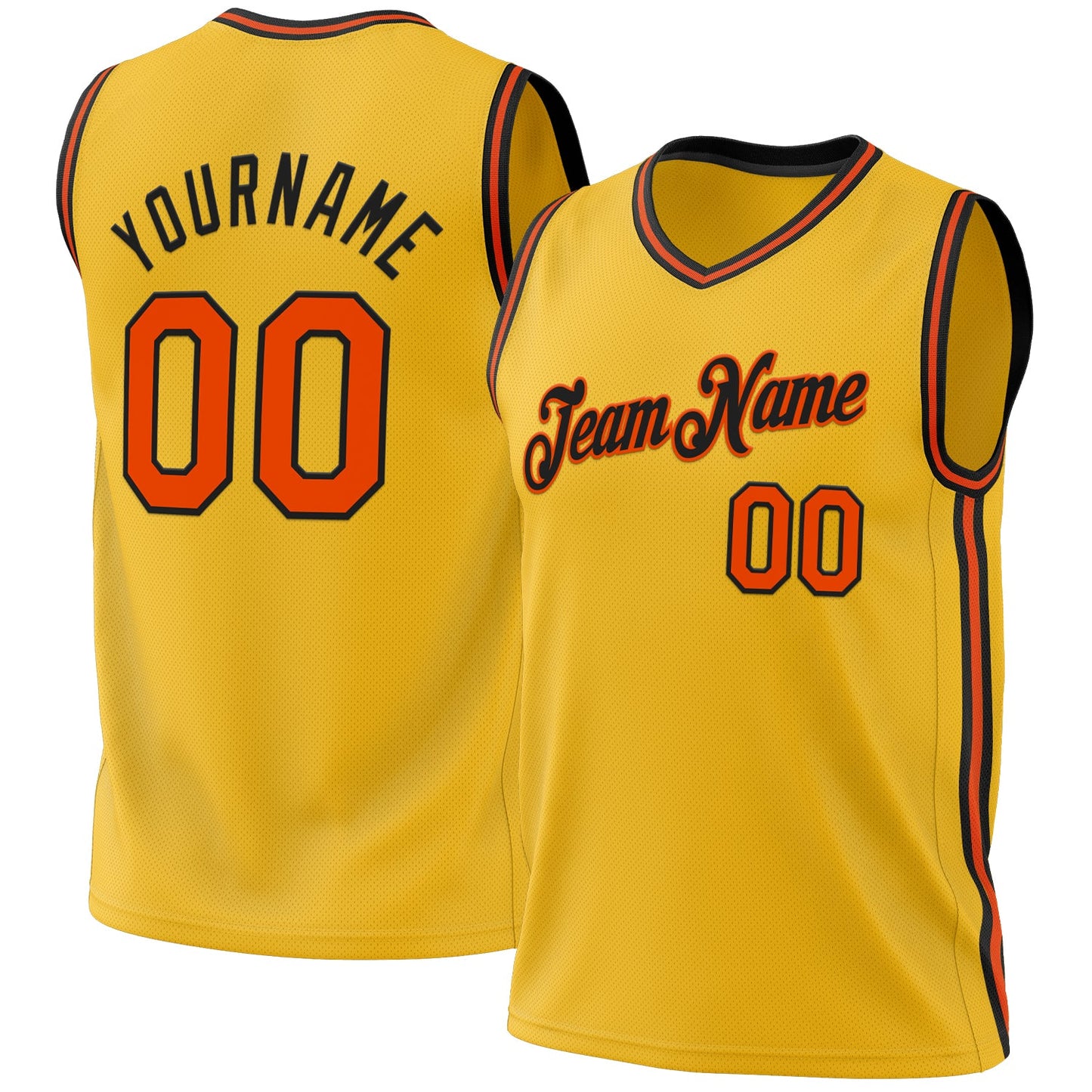 Custom Gold Orange-Black Authentic Throwback Basketball Jersey - Sky-Custom