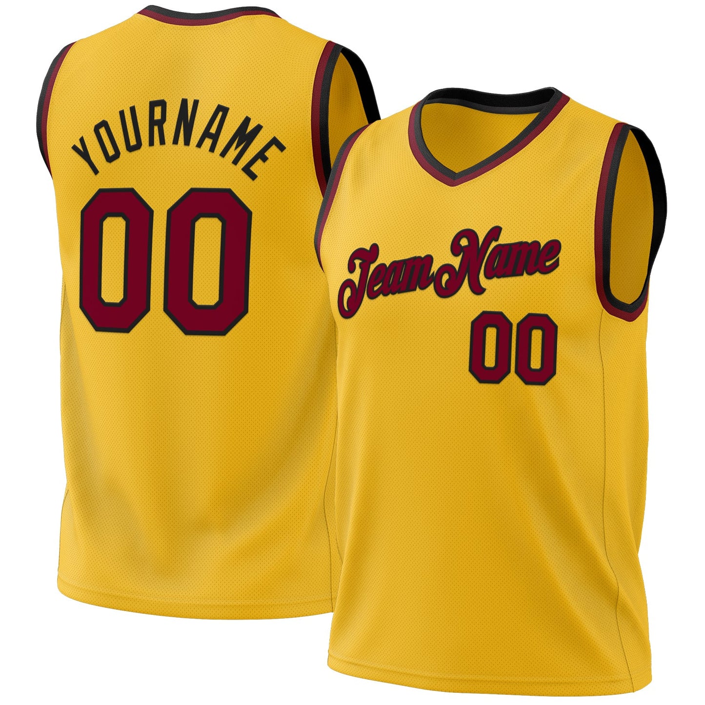 Custom Gold Maroon-Black Authentic Throwback Basketball Jersey - Sky-Custom
