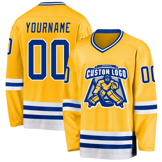 Custom Gold Royal-White Hockey Jersey - Sky-Custom