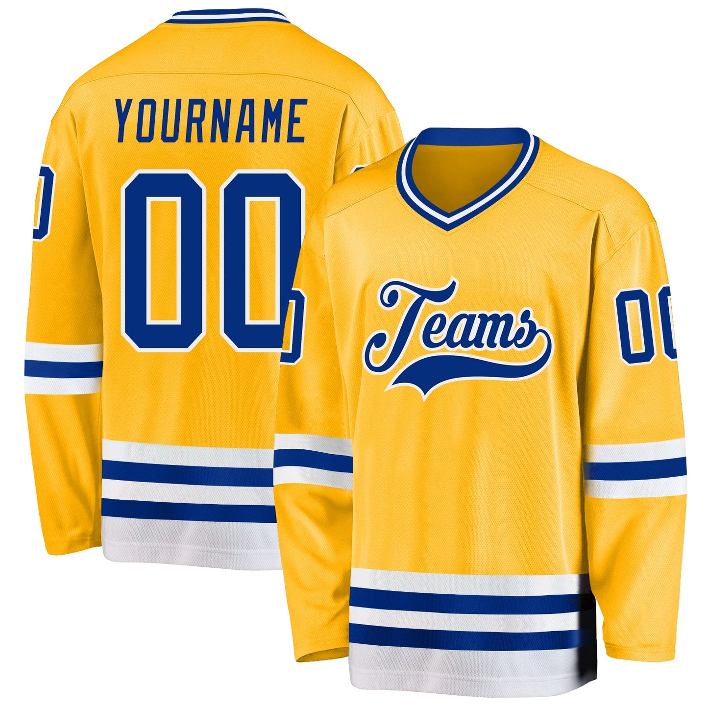 Custom Gold Royal-White Hockey Jersey - Sky-Custom
